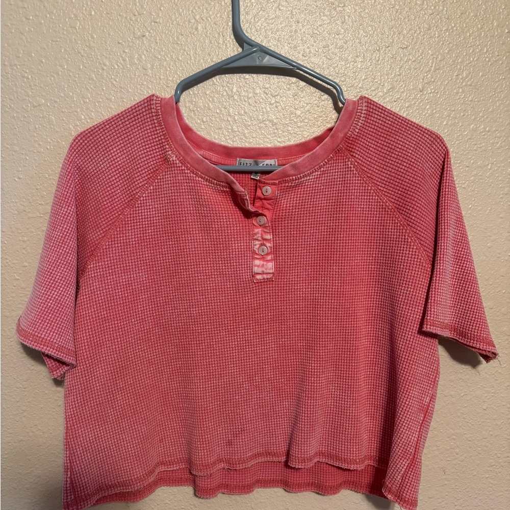 Pink Waffle Knit Crop Top